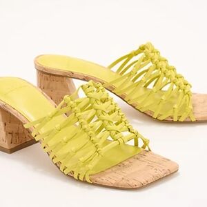 Marc Fisher Lime Woven Mules